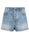 Isabel Marant Blue Frayed Hem Denim Shorts