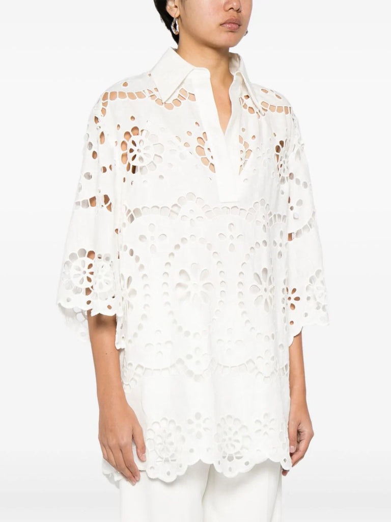 Zimmermann White Embroidered Blouse 1