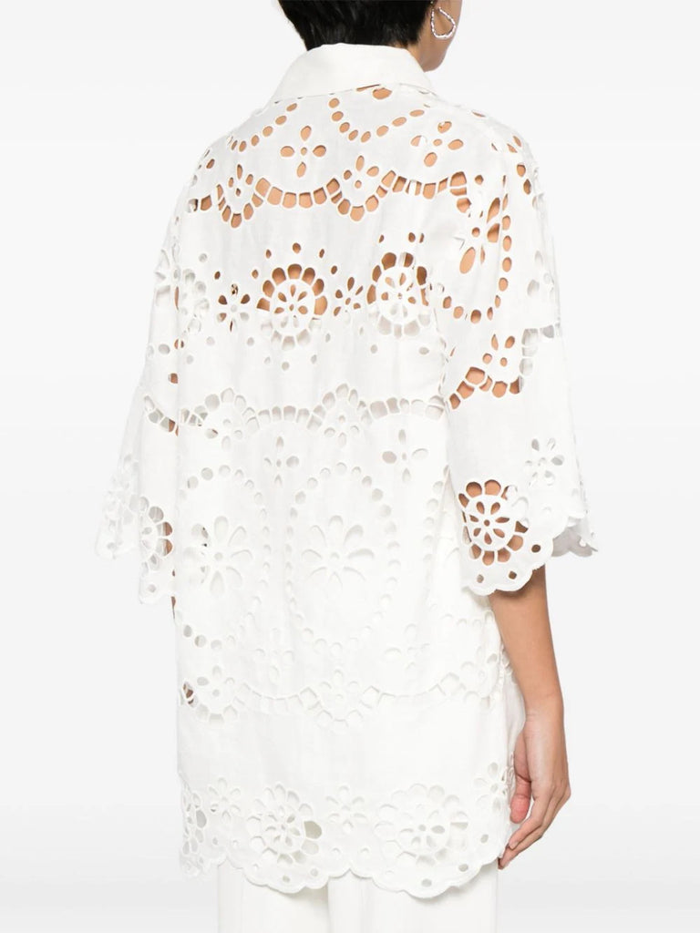 Zimmermann White Embroidered Blouse 3