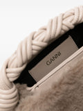 Ganni Grey Brown Faux Fur Braided Handle Tote Bag 4