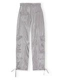 Ganni Grey Satin Pocket Detail Drawstring Cargo Trousers 5