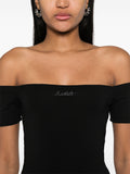 Rotate Black Off The Shoulder Embroidered Logo Top 4