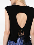 Crush Black Ribbed Open Back Detail Knit Top 4