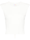 Crush White Ribbed Open Back Detail Knit Top