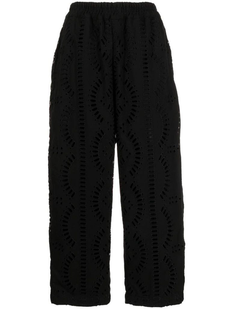 Charo Ruiz Ibiza Black Embroidered Wide Leg Trousers