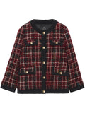 Anine Bing Black Red Checked Knit Jacket