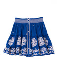Blue 'Mina' Embroidered Mini Skirt