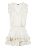 M.A.B.E White Embroidered V-neck Tiered Mini Dress