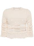Marant Etoile Cream Crochet Knit Top