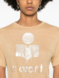 Marant Etoile Beige Gold Logo T-Shirt 4