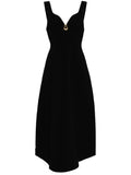 Aje Black Gold Detail Sweetheart Neckline Knitted Midi Dress