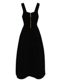Aje Black Gold Detail Sweetheart Neckline Knitted Midi Dress 1