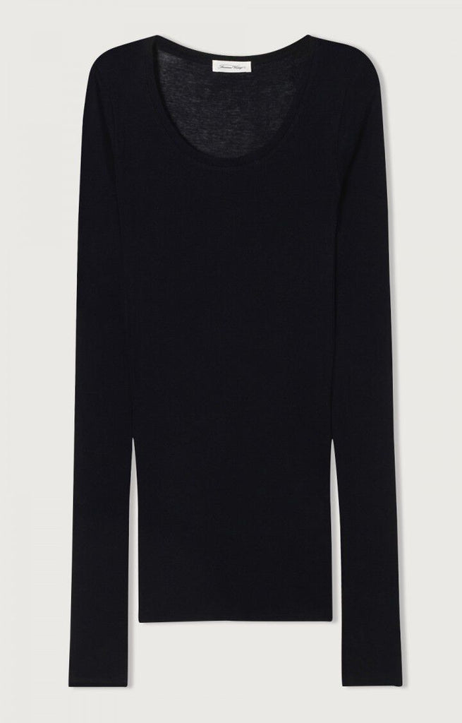American Vintage Black Sheer Long Sleeve Top
