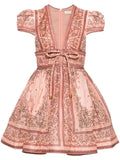 Zimmermann Pink Paisley Print Short Sleeve Mini Dress