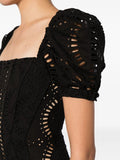 Charo Ruiz Ibiza Black Embroidered Short Puffed Sleeve Mini Dress 4