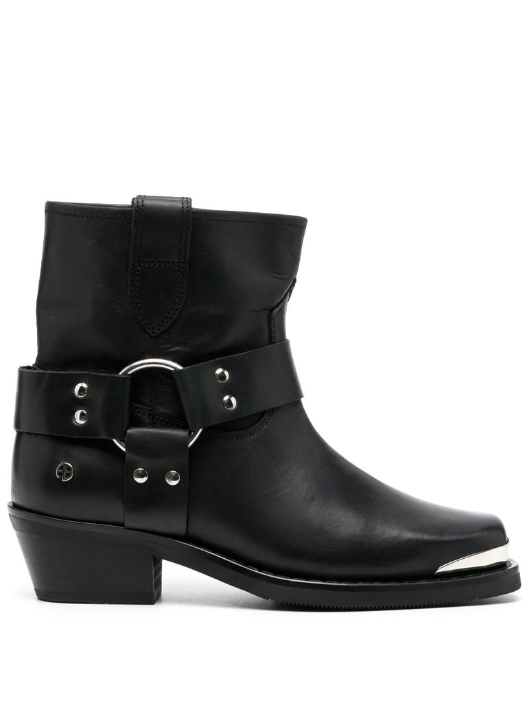 Anine Bing Black Silver Ring Detail Ankle Boots