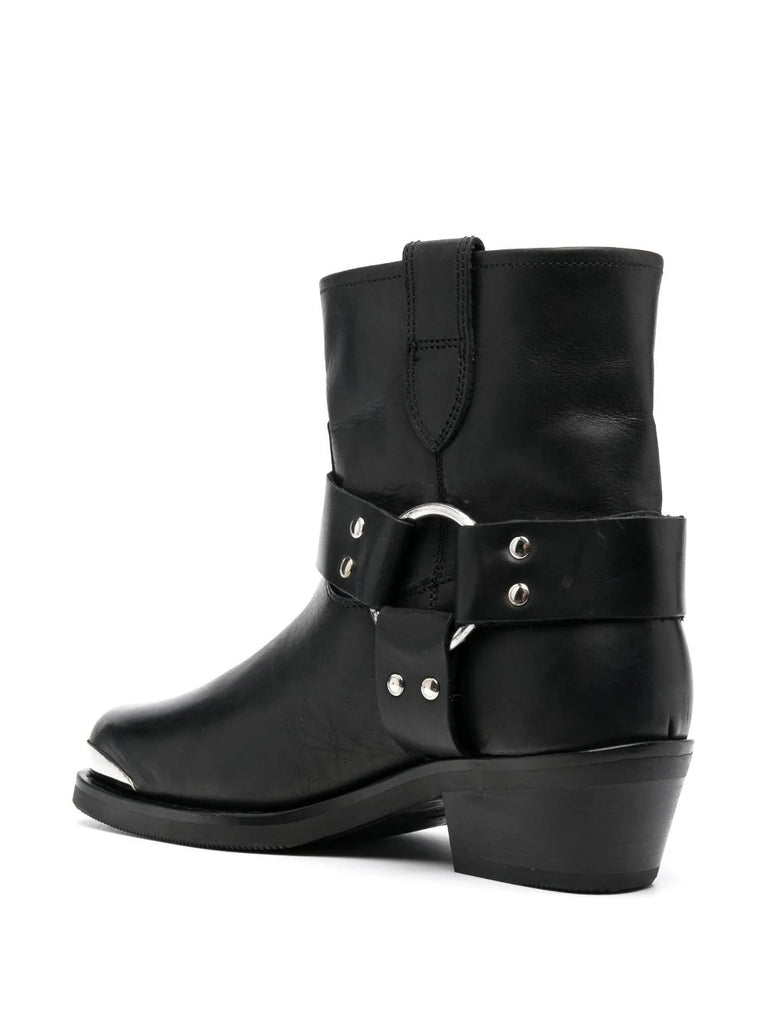 Anine Bing Black Silver Ring Detail Ankle Boots 2