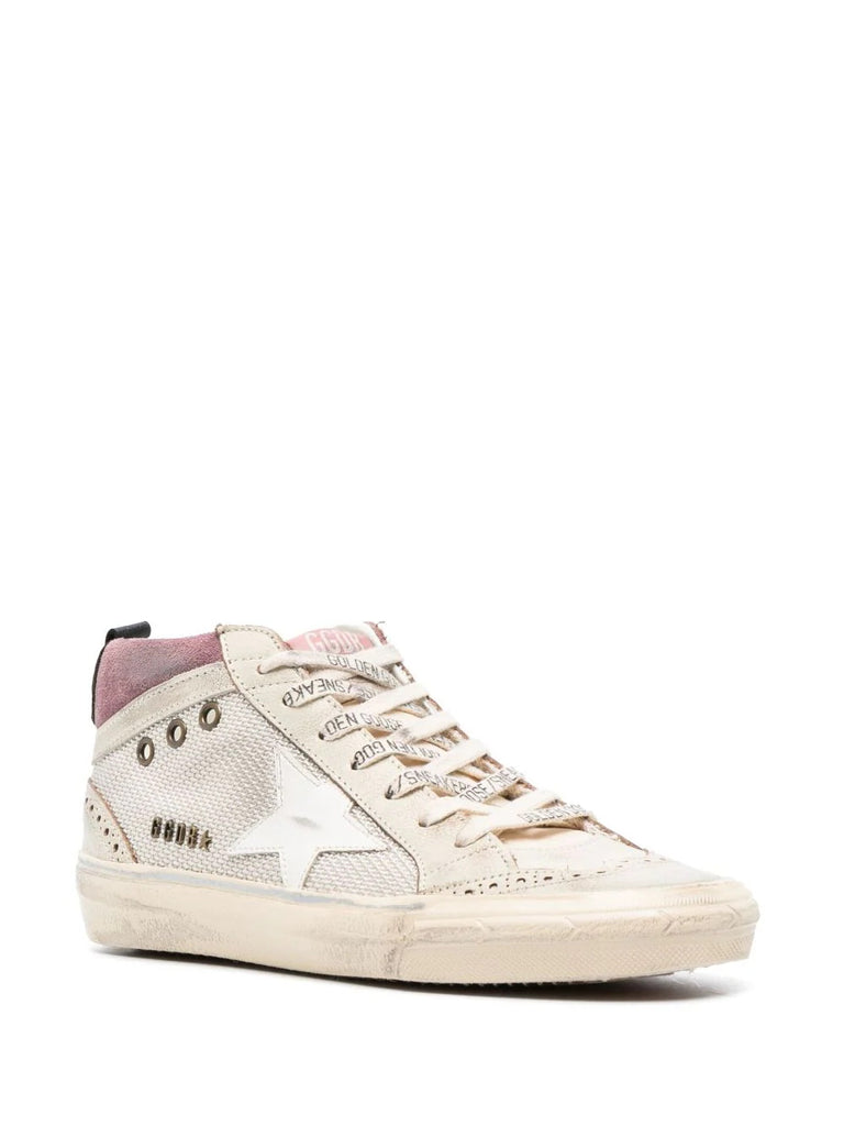 Golden Goose White Silver Purple Mid Top Mesh Trainers 1