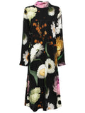 Stine Goya Black Multicoloured Floral High Neck Long Sleeve Midi Dress