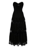 Charo Ruiz Ibiza Black Sleeveless Lace Embroidered Maxi Dress 1