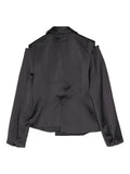Stine Goya Black Satin Asymmetric Cut Out Shoulder Jacket 1