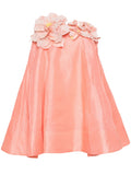 Zimmermann Peach 3D Floral Applique Flared Mini Dress