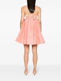 Zimmermann Peach 3D Floral Applique Flared Mini Dress 3