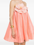 Zimmermann Peach 3D Floral Applique Flared Mini Dress 4