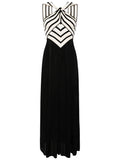 Zimmermann Black White Striped Halterneck Maxi Dress