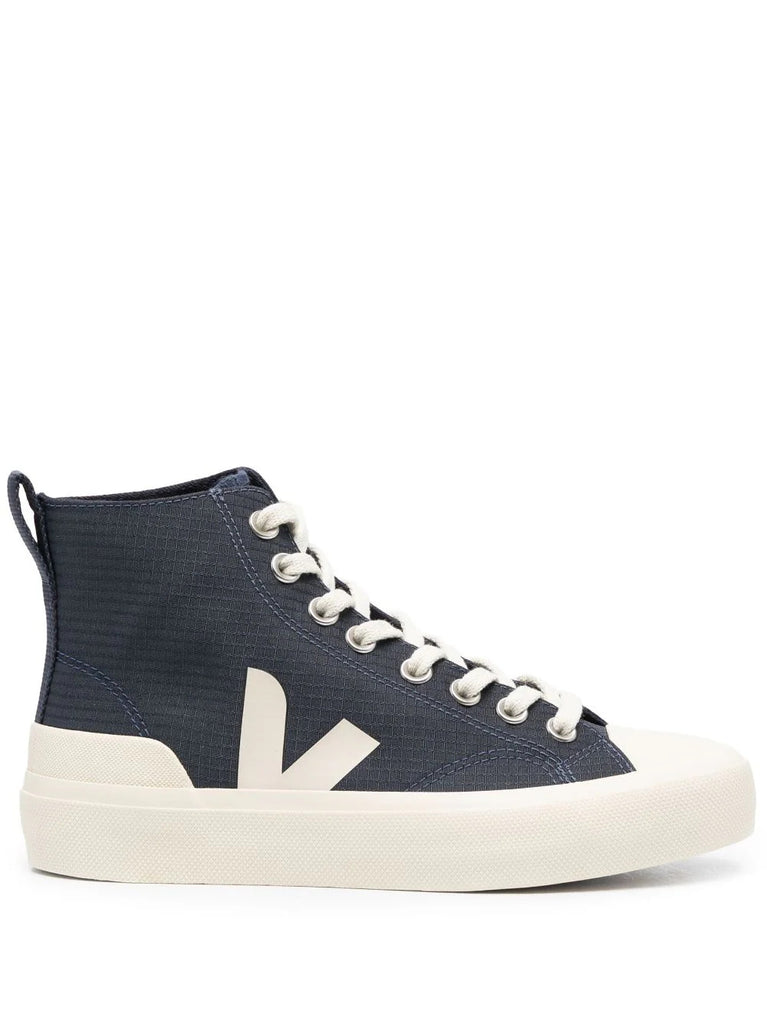 Veja Navy Textured High Top Trainers