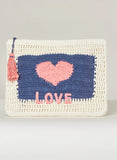 M.A.B.E White Pink Blue Love Crochet Clutch