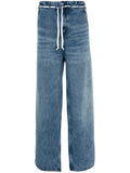Isabel Marant Blue White Drawstring Wide Leg Jeans