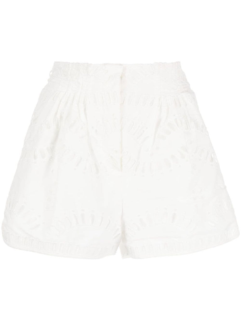 Charo Ruiz Ibiza White Embroidered Shorts