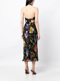 Rixo Black Multicoloured Floral Halterneck Midi Dress 3