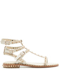 Ash White Gold Studded Buckle Strap Sandals