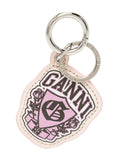 Ganni Pink Cream Logo Keyring