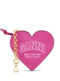Ganni Pink Heart Have A Nice Day Slogan Coin Purse Keyring