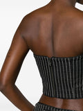 Rotate Black Silver Sequin Pinstripe Strapless Top 4