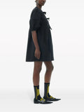 Ganni Black Short Puffed Sleeve Front Tie Mini Dress 3