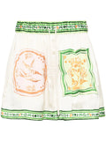 Alemais Silk Cream Multicoloured Print Shorts
