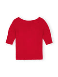 Ganni Red Sweetheart Neckline Short Sleeve Knitted Top 5