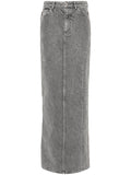 Rotate Grey Denim Crystal Embellished Maxi Skirt