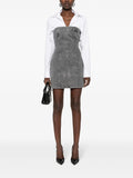 Rotate Grey Denim Rhinestone Embellished Sleeveless Mini Dress 1