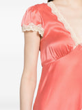 Rixo Orange Cream Lace Trim V-neck Short Sleeve Midi Dress 4