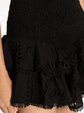 Charo Ruiz Ibiza Black Embroidered Tiered Hem Mini Skirt 4