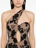 Rotate Nude Black Floral Bead Embellished One Shoulder Midi Dress 4