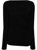 Vince Black Ruched Long Sleeve Top