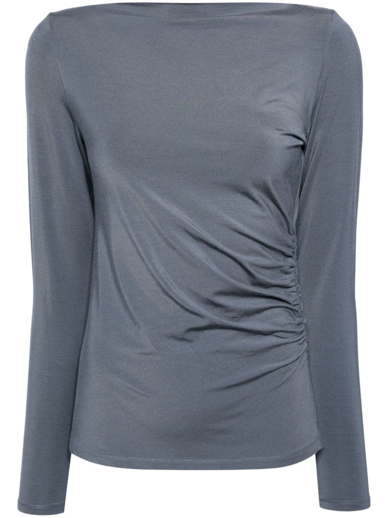 Vince Grey Ruched Long Sleeve Top