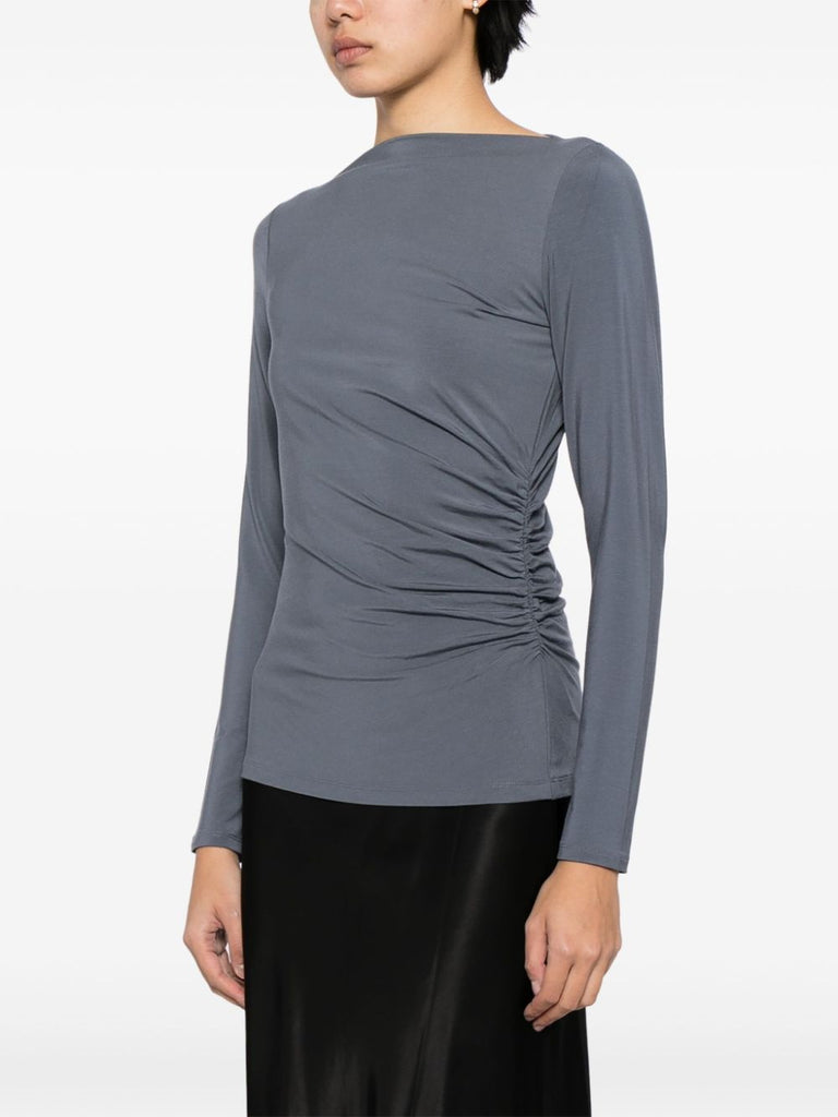 Vince Grey Ruched Long Sleeve Top 2