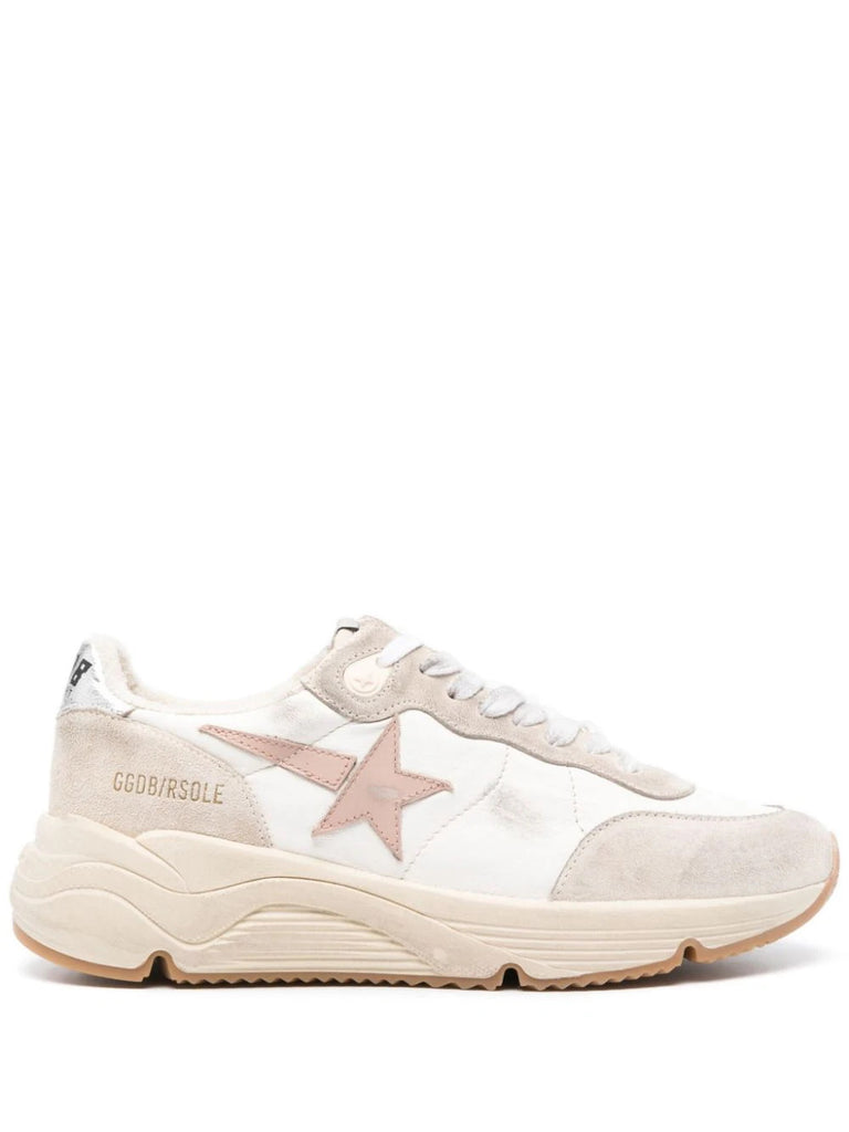 Golden Goose White Beige Pink Distressed Trainers